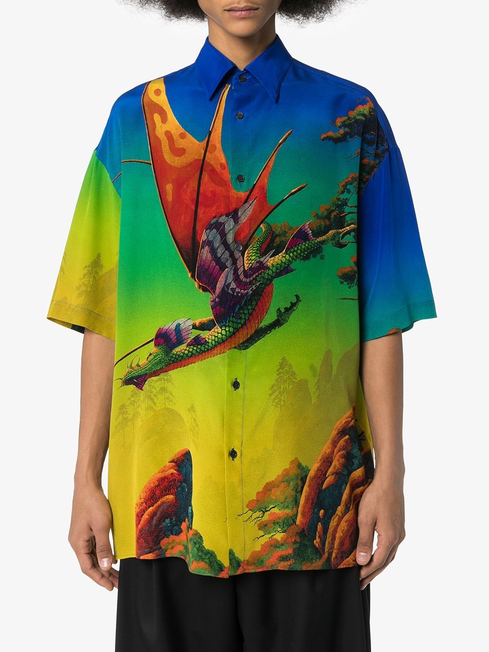 Dragon at Dawn graphic-print silk shirt - 3