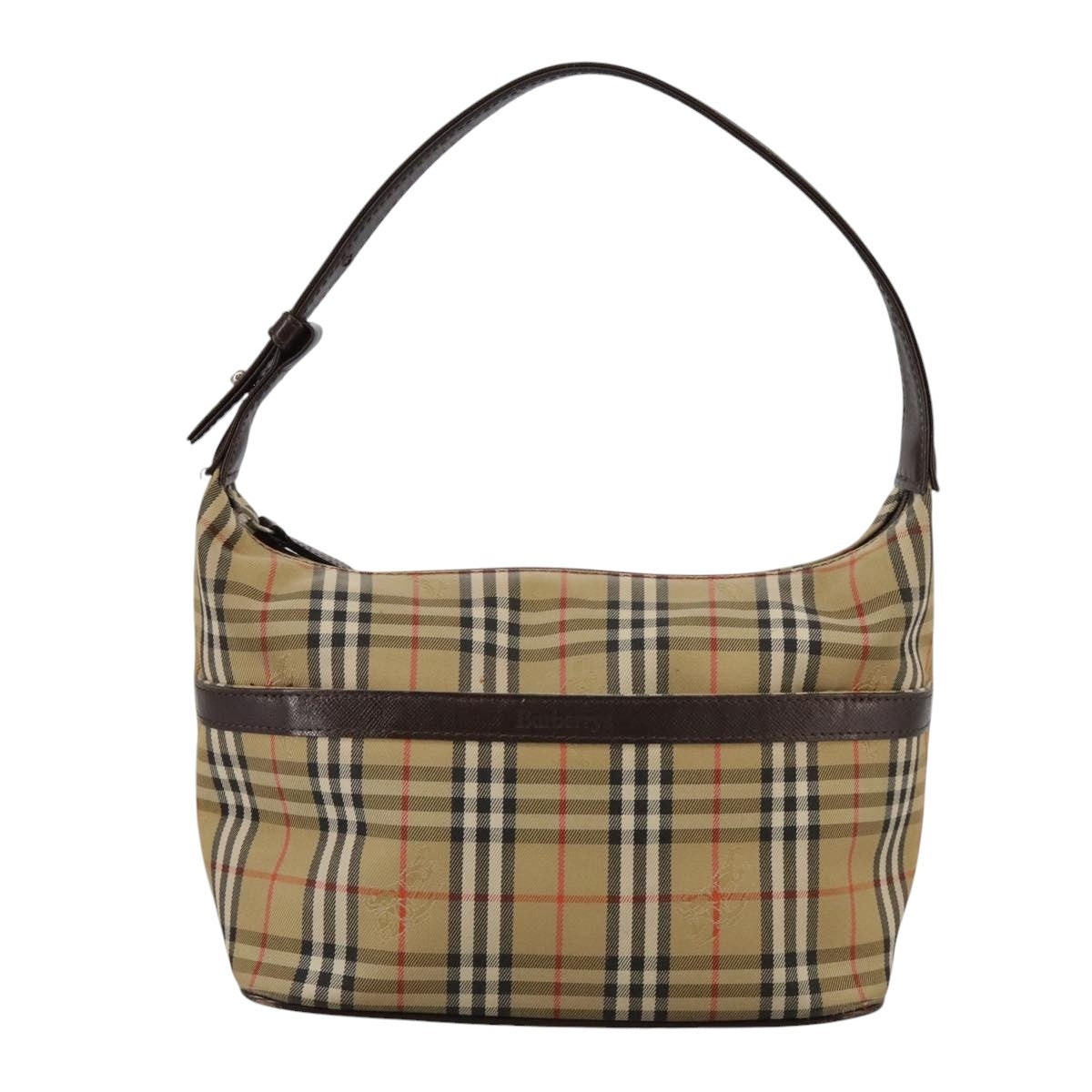 Burberry Hand Bag Canvas Leather Beige Brown Silver - 2