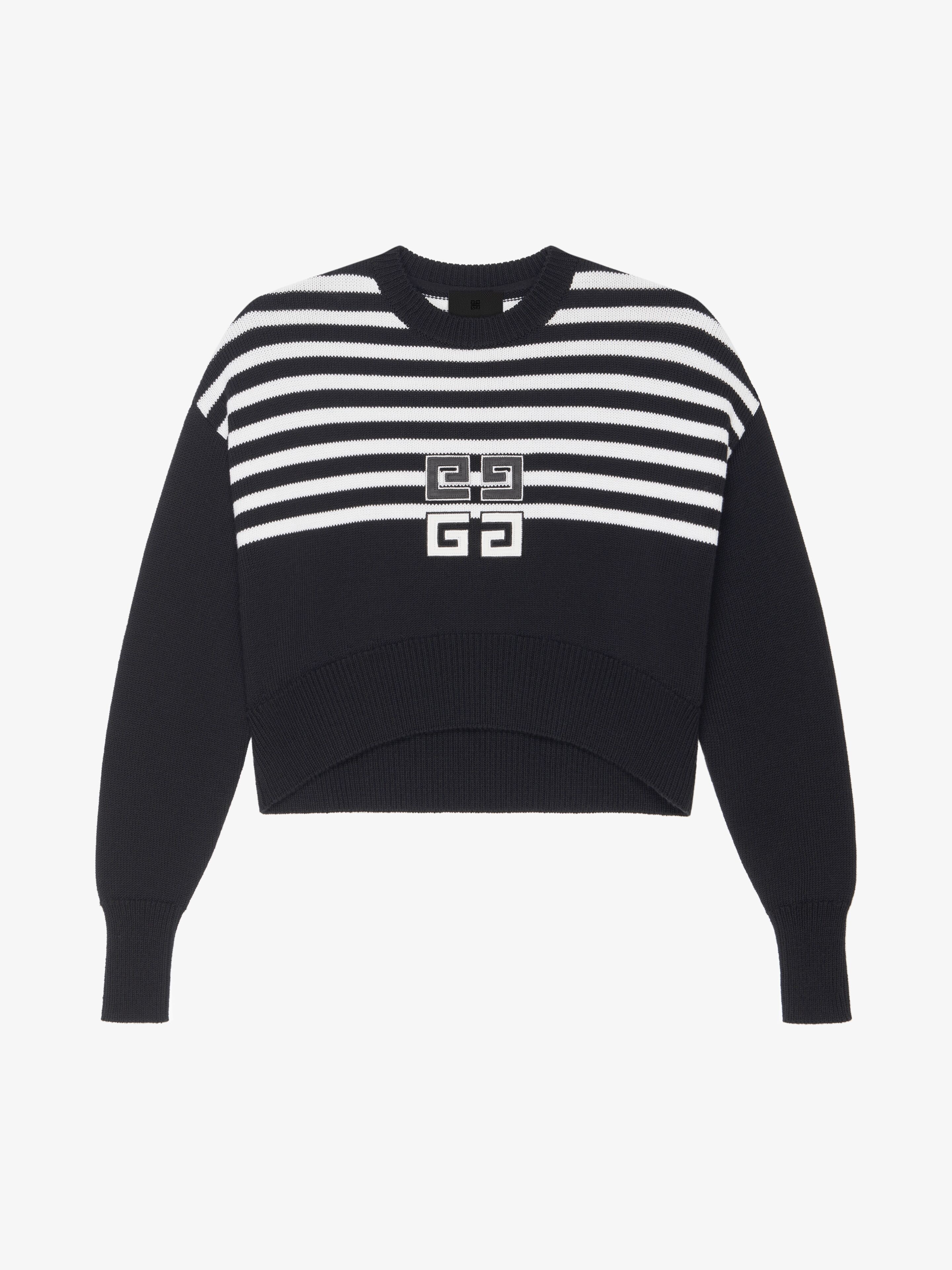 4G CROPPED SWEATER IN COTTON WITH STRIPES - 1