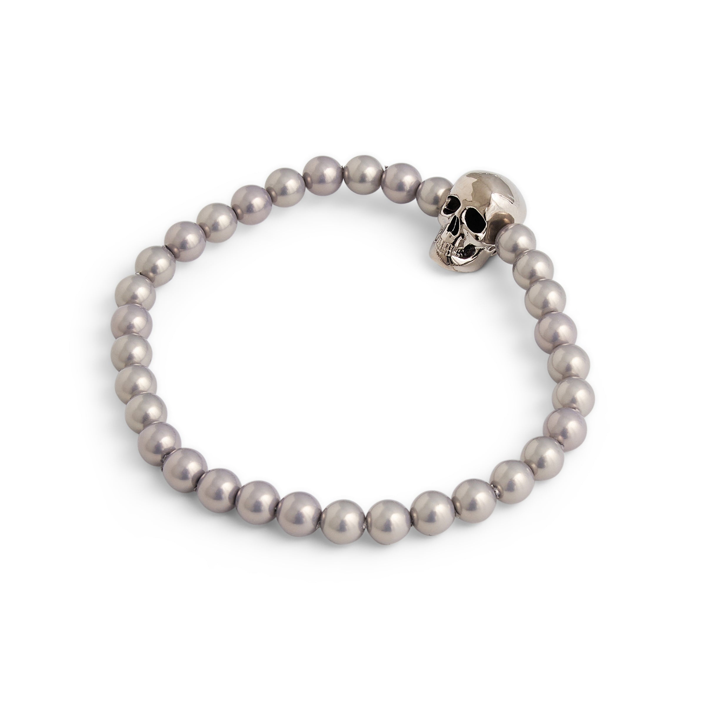 Skull Beaded Bracelet in Silver - 2