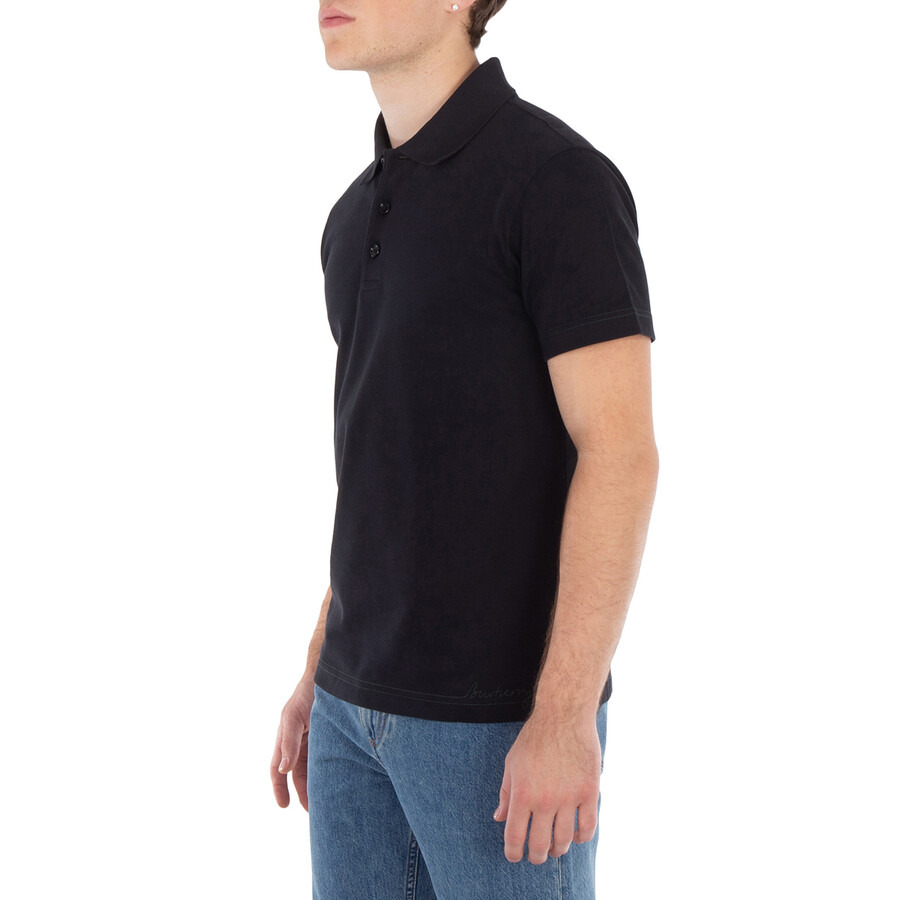 Burberry Logo Embroidered Straight Hem Cotton Polo Shirt - 4