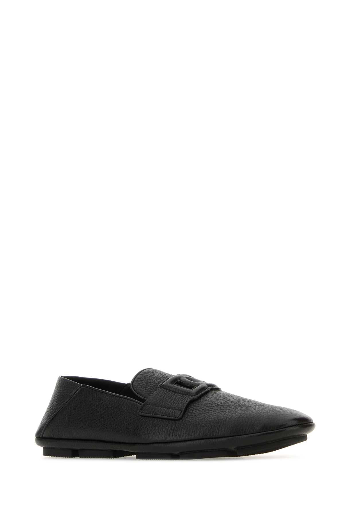 Dolce & Gabbana Men Black Leather Driver Loafers - 2