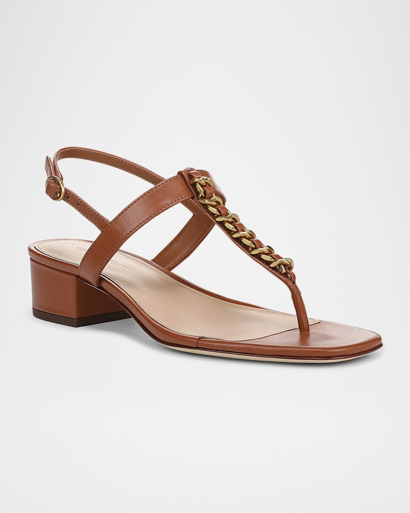 VERONICA BEARD Andie Leather Chain Slingback Sandals outlook