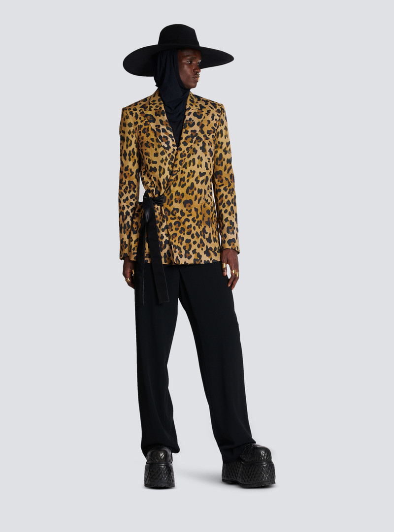 Balmain Asymmetric leopard print jacket outlook