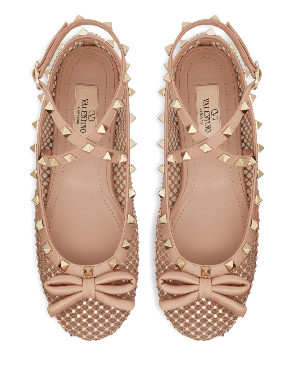 Rockstud rhinestone-embellished ballerina shoes - 4