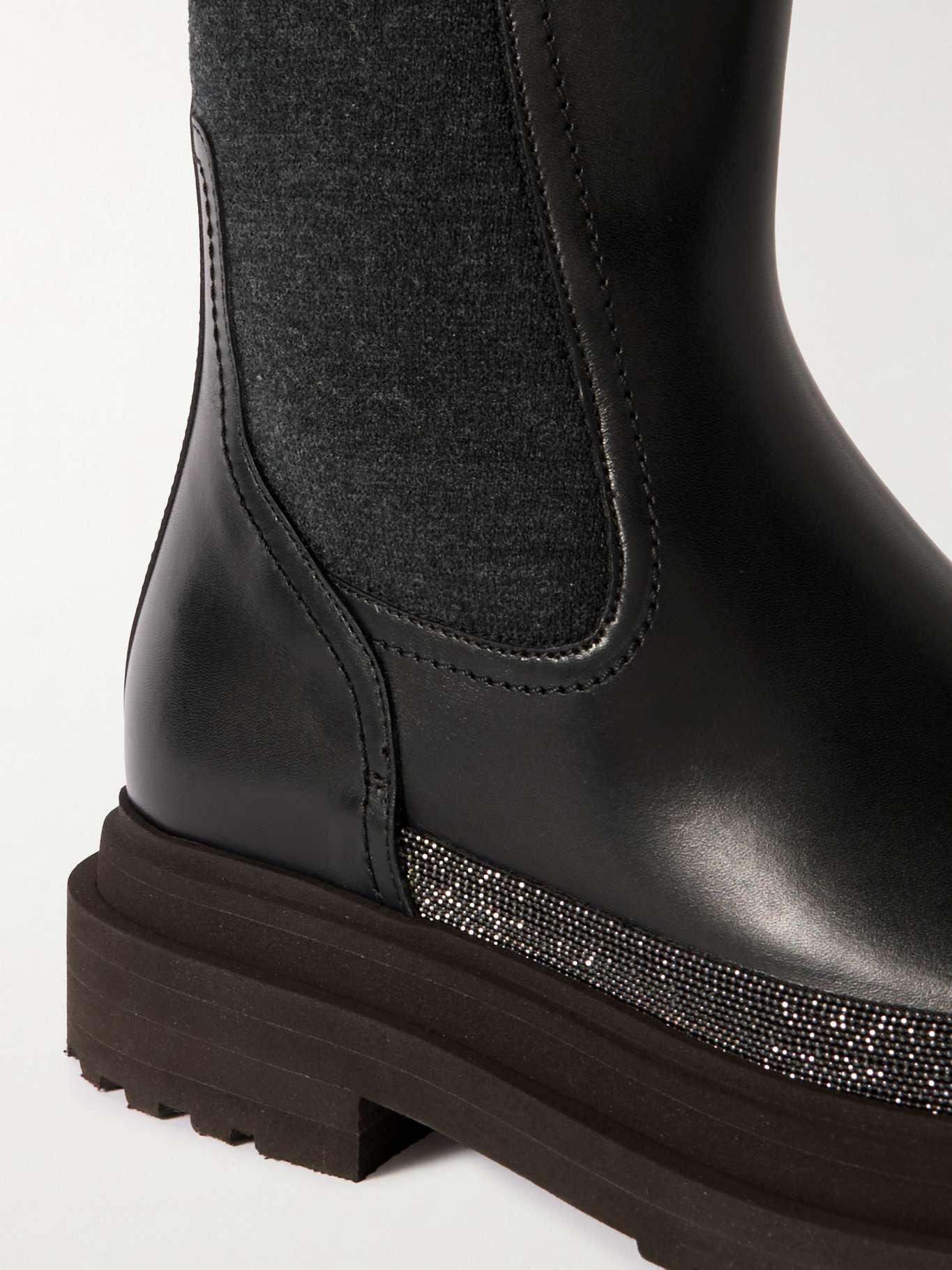 Bead-embellished leather Chelsea boots - 4