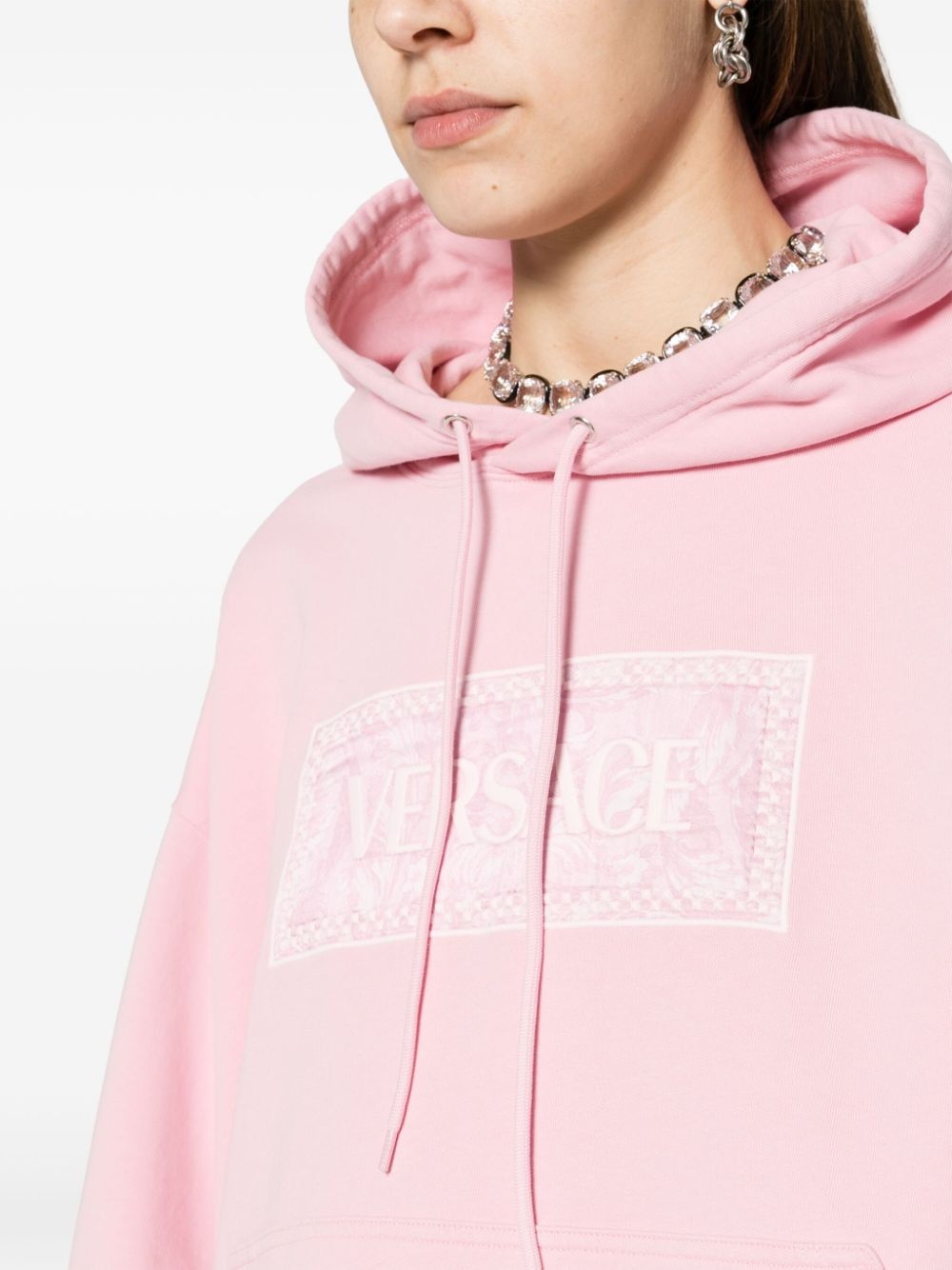 logo-embroidered cotton hoodie - 5