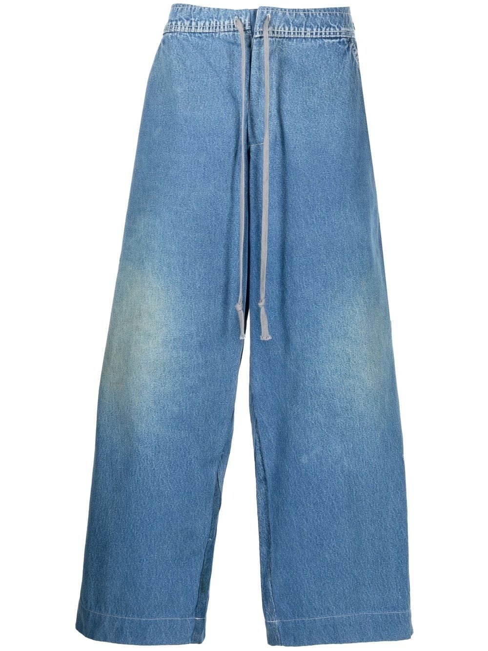 wide-leg drawstring jeans - 1