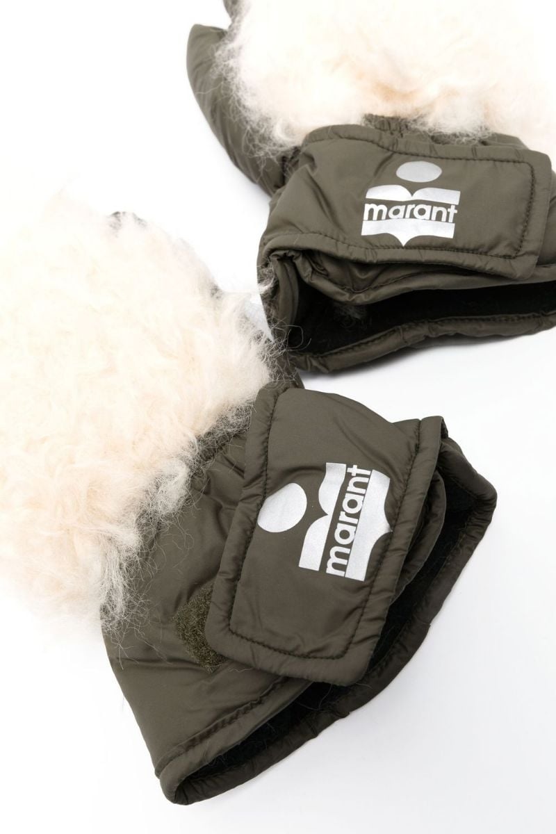 shearling-panel mittens - 2