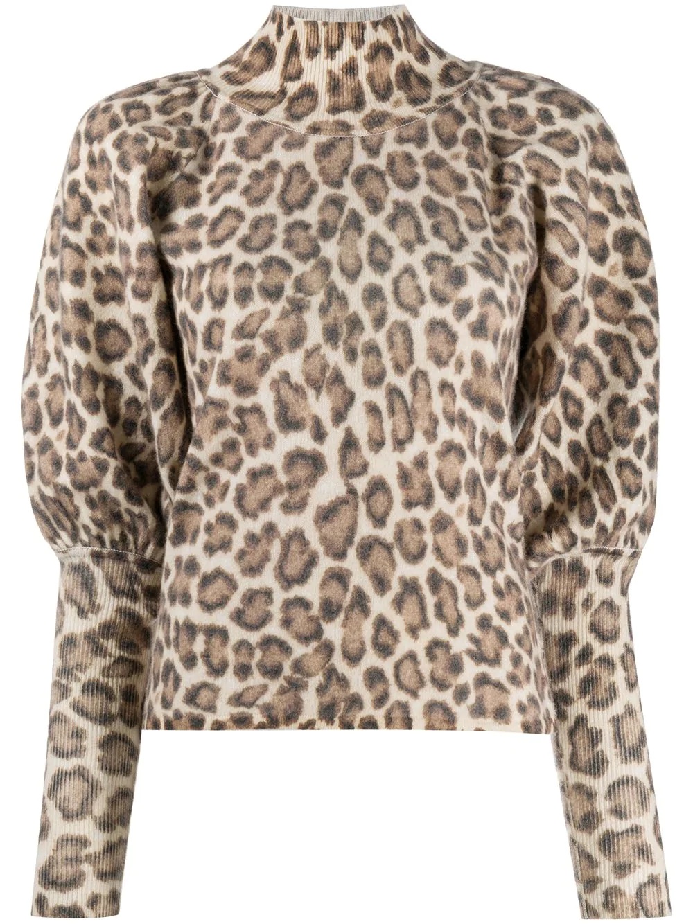 roll neck leopard print jumper - 1