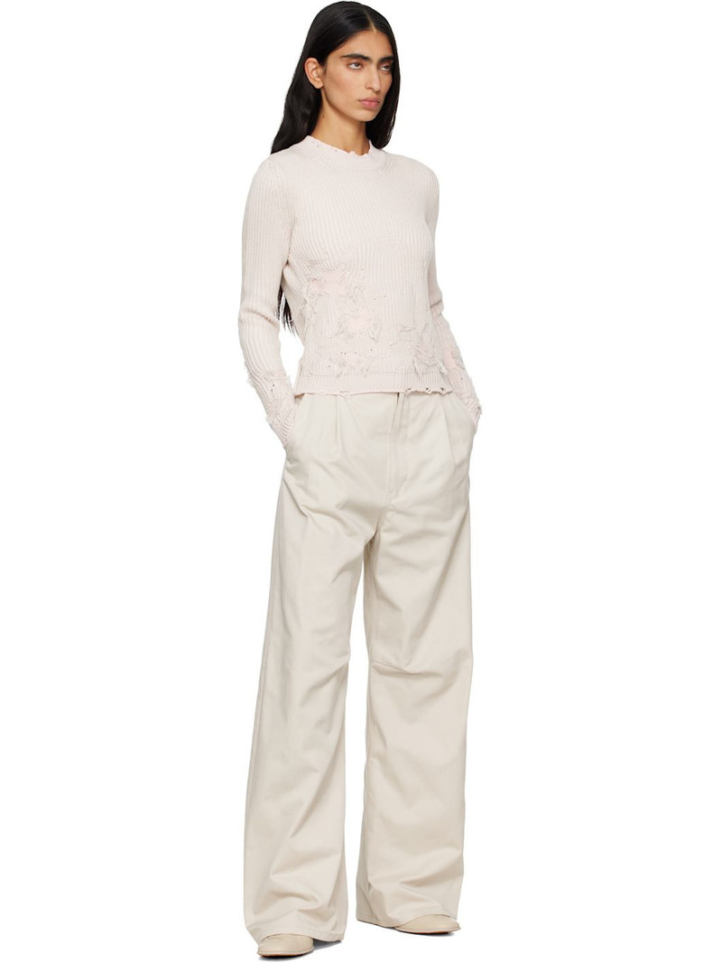 MM6 Maison Margiela Beige Wide Leg Twill Trousers outlook