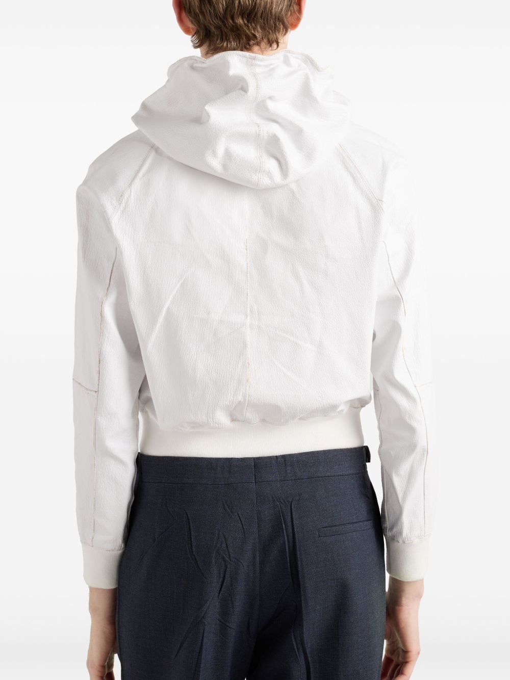 leather zip-up hoodie - 4
