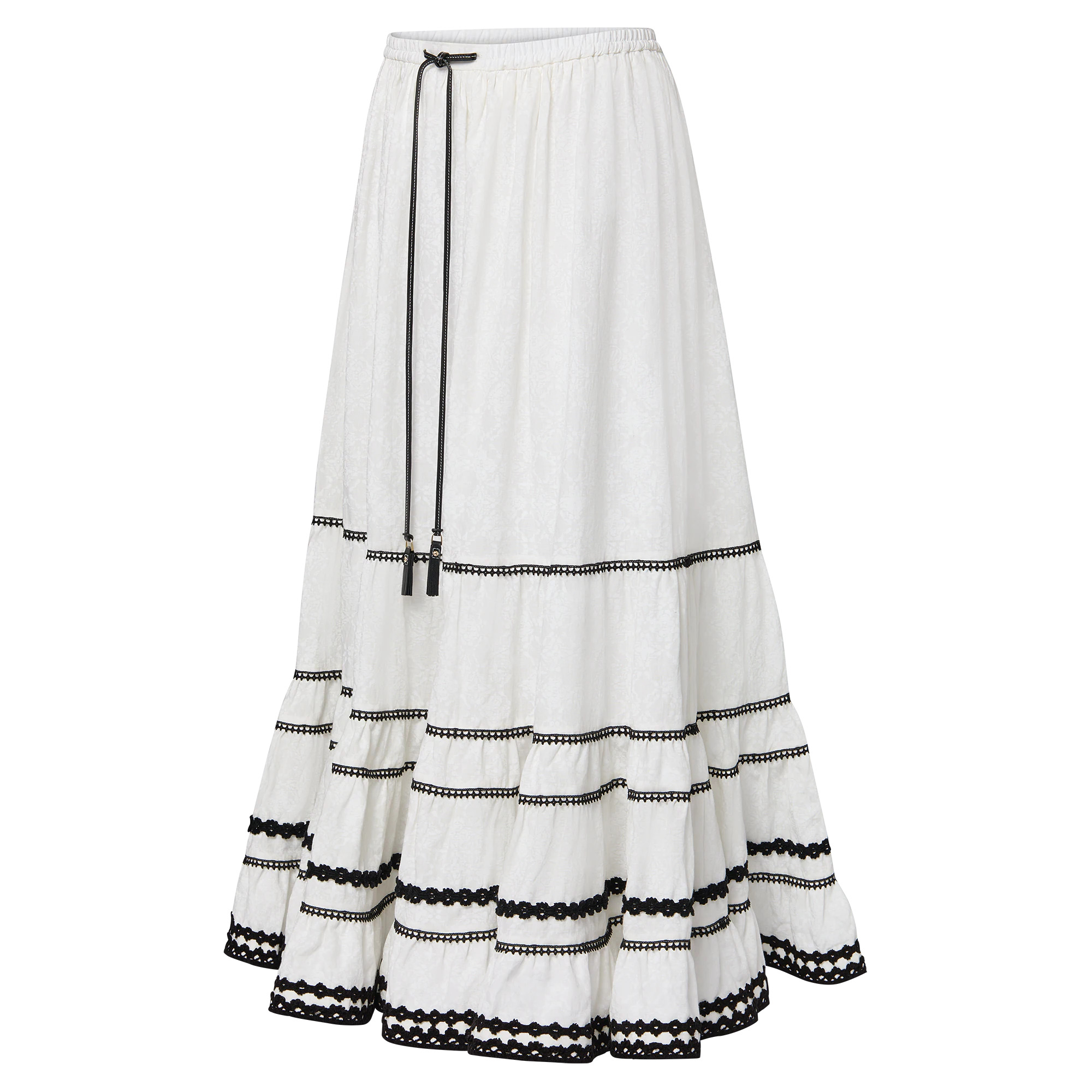 Lace Trim Tiered Maxi Skirt - 2