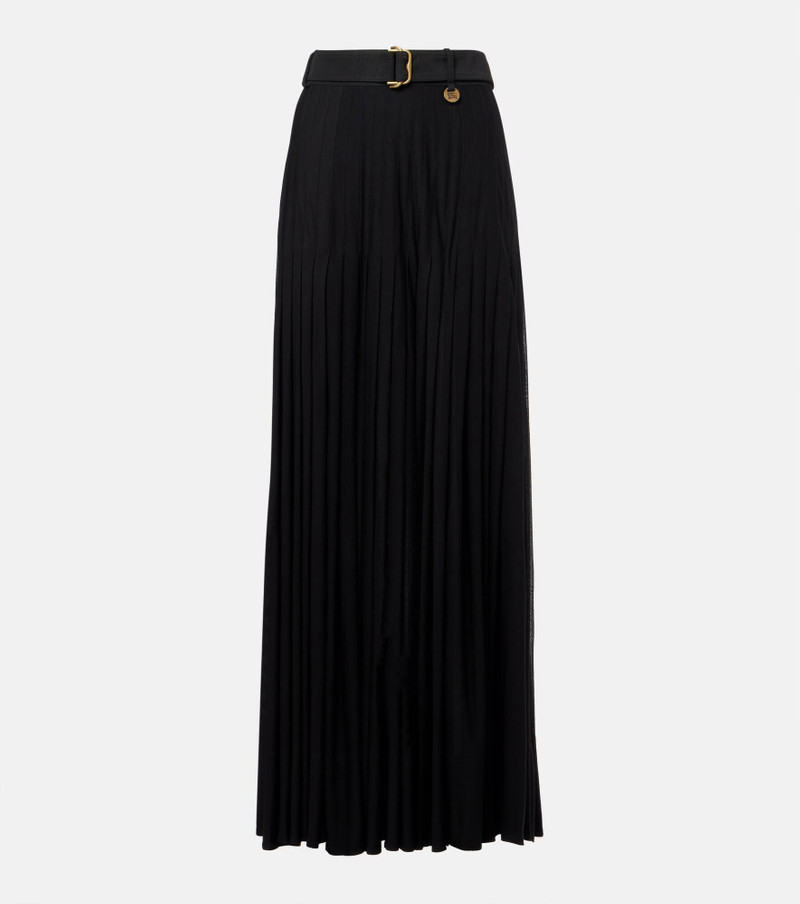 Pleated cotton-blend maxi skirt - 1