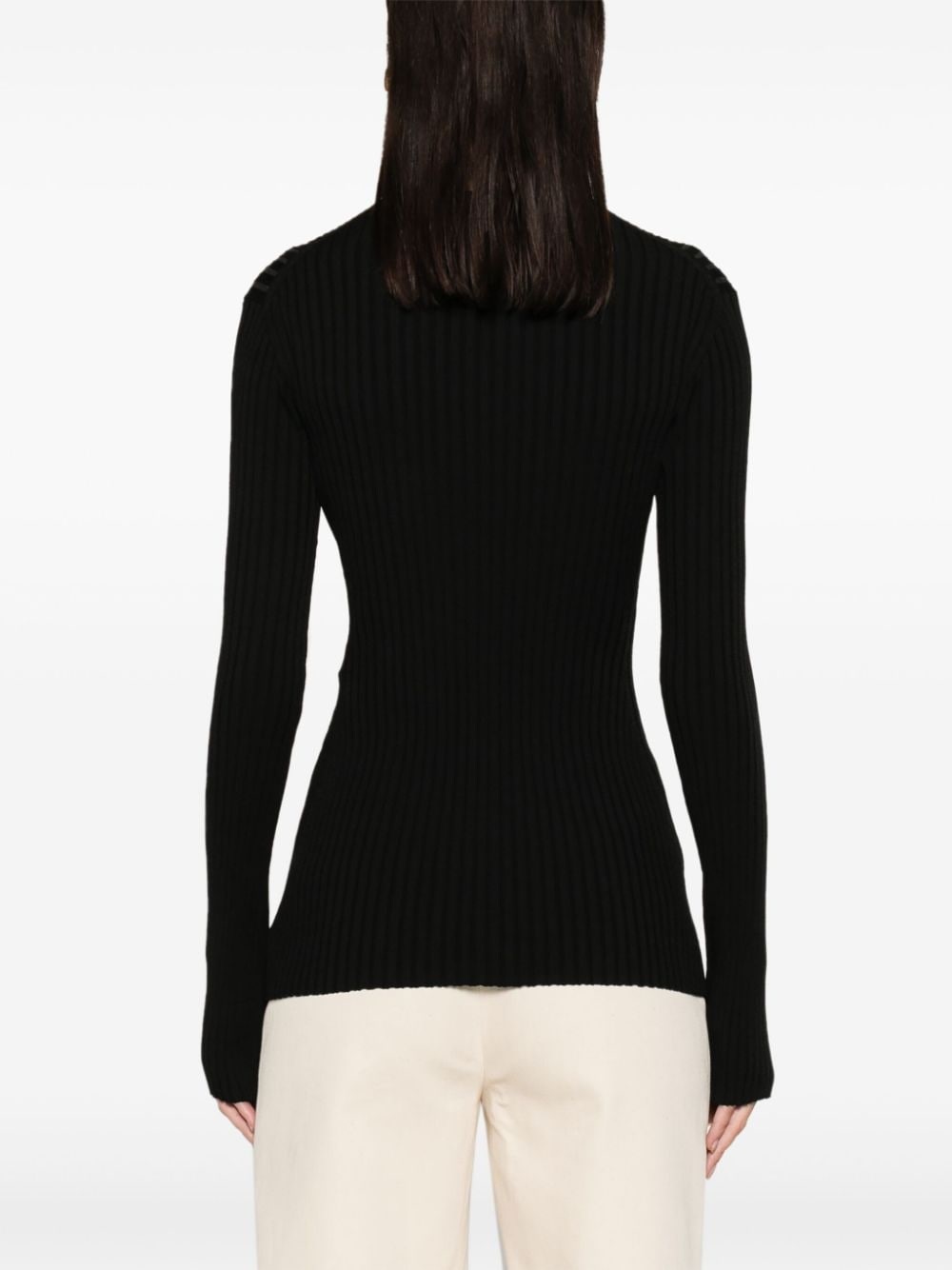 lace-up ribbed jumper - 4