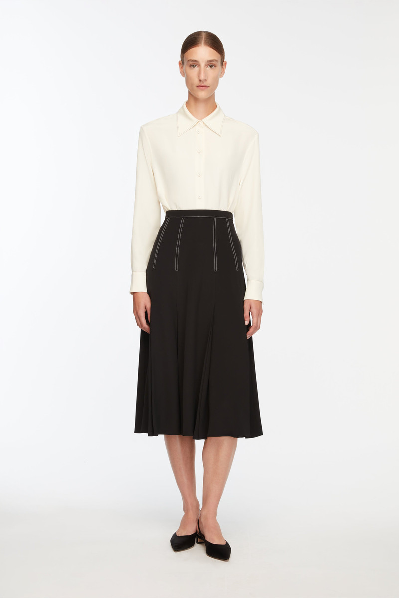 EMILIA WICKSTEAD Kensie Skirt In Black Silk Crepe De Chine outlook