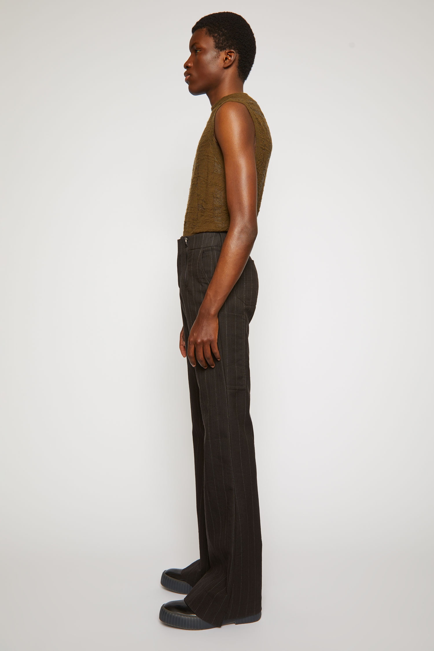 Pinstripe flared trousers cacao brown - 3