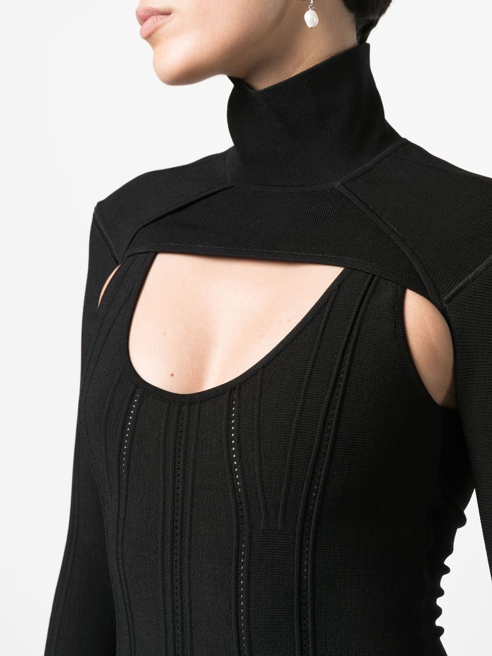 removable-bolero ribbed-knit mini dress - 5