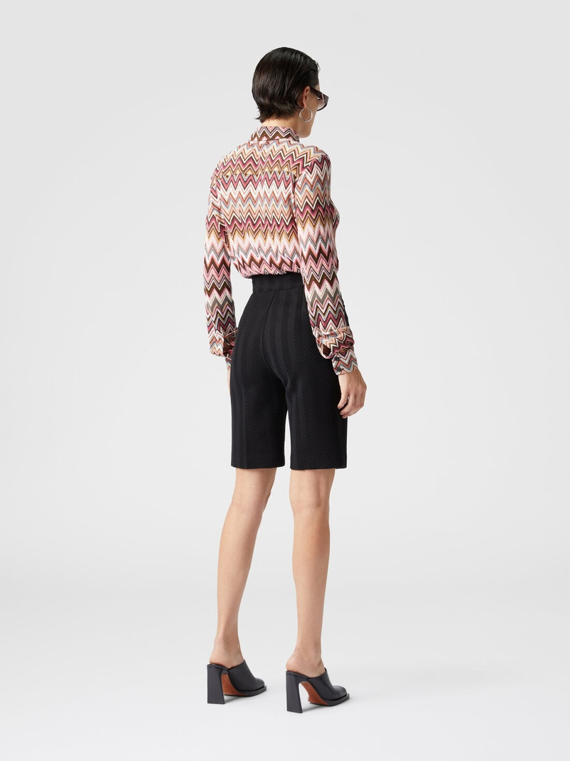 Tone-on-tone zigzag cotton and viscose Bermuda shorts 3