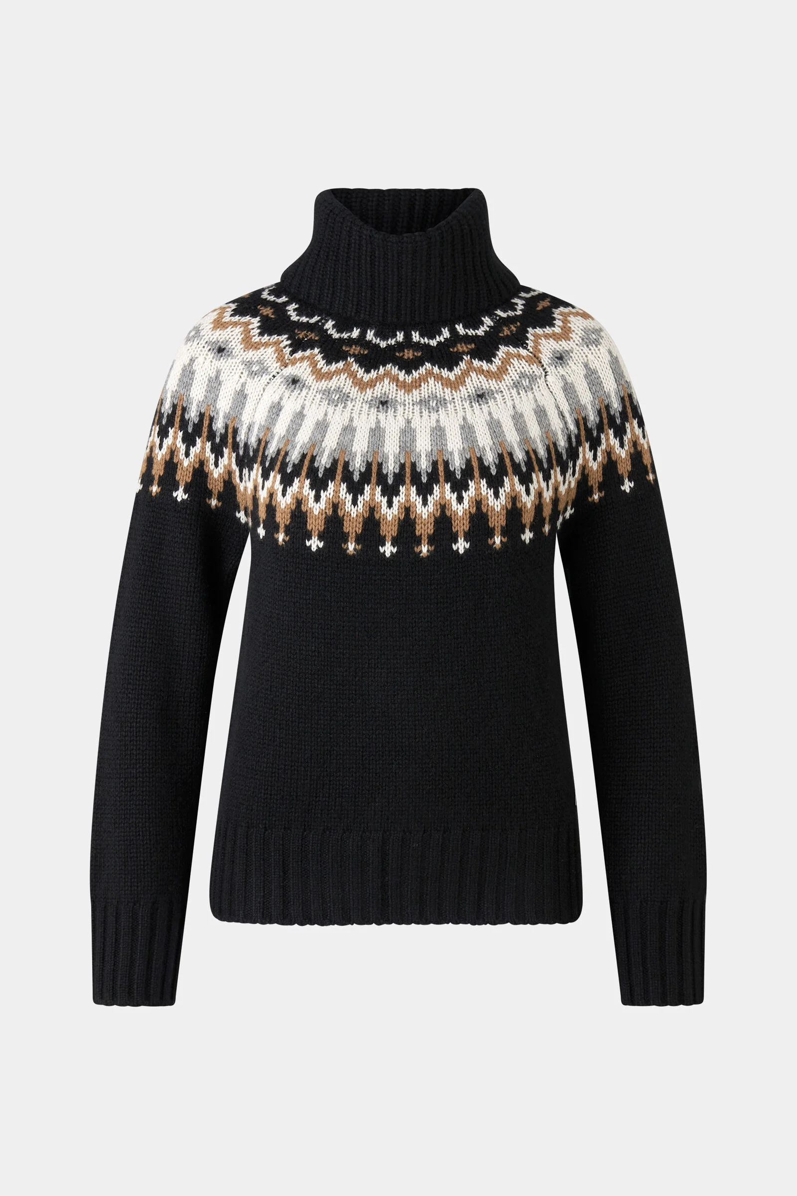 Norwegian pullover Ingrid in Black/Camel/Off-White - 1