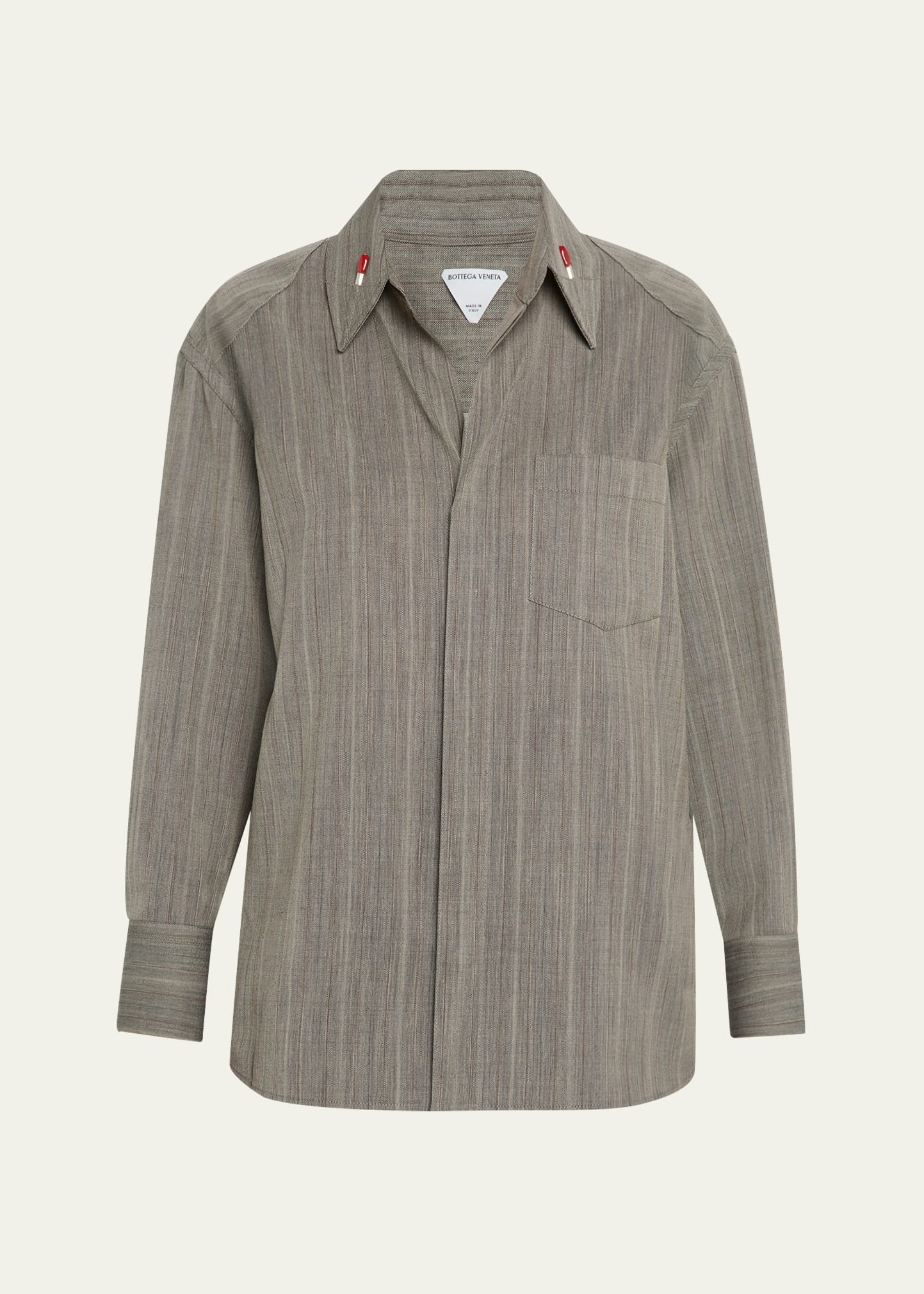 Subtle Stripe Wool Shirt with Enamelled Matchsticks - 1