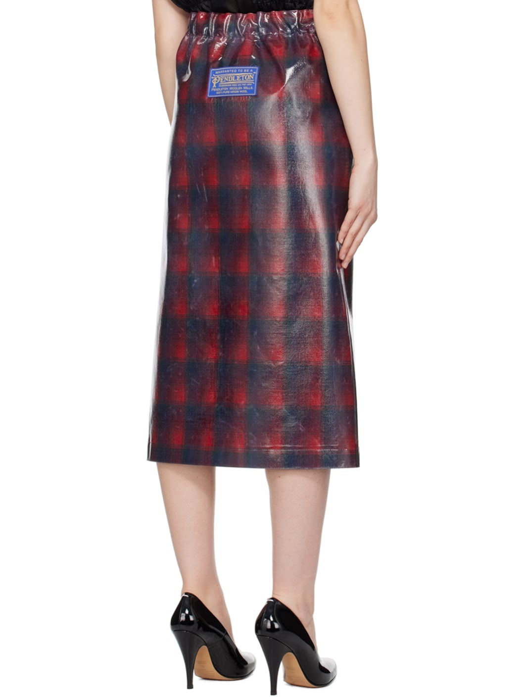 Red Check Midi Skirt - 3