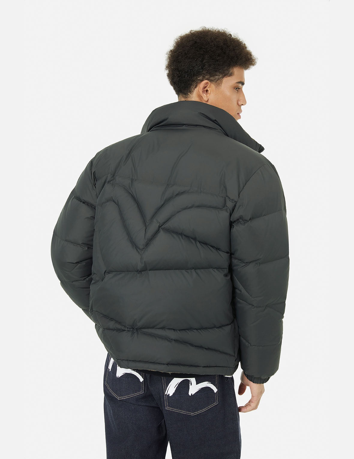 Seagull Print Loose Fit Reversible Down Jacket - 5