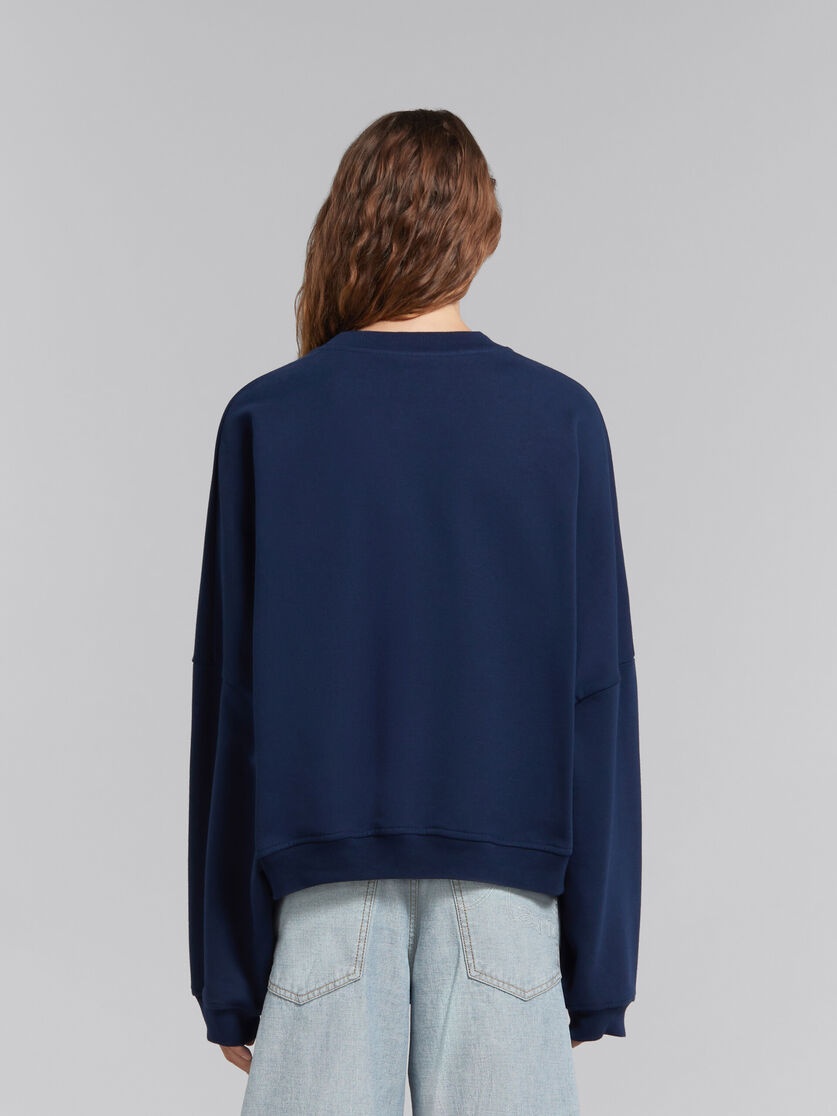 BLUE BIO COTTON SWEATSHIRT WITH MARNI PRINT - 3