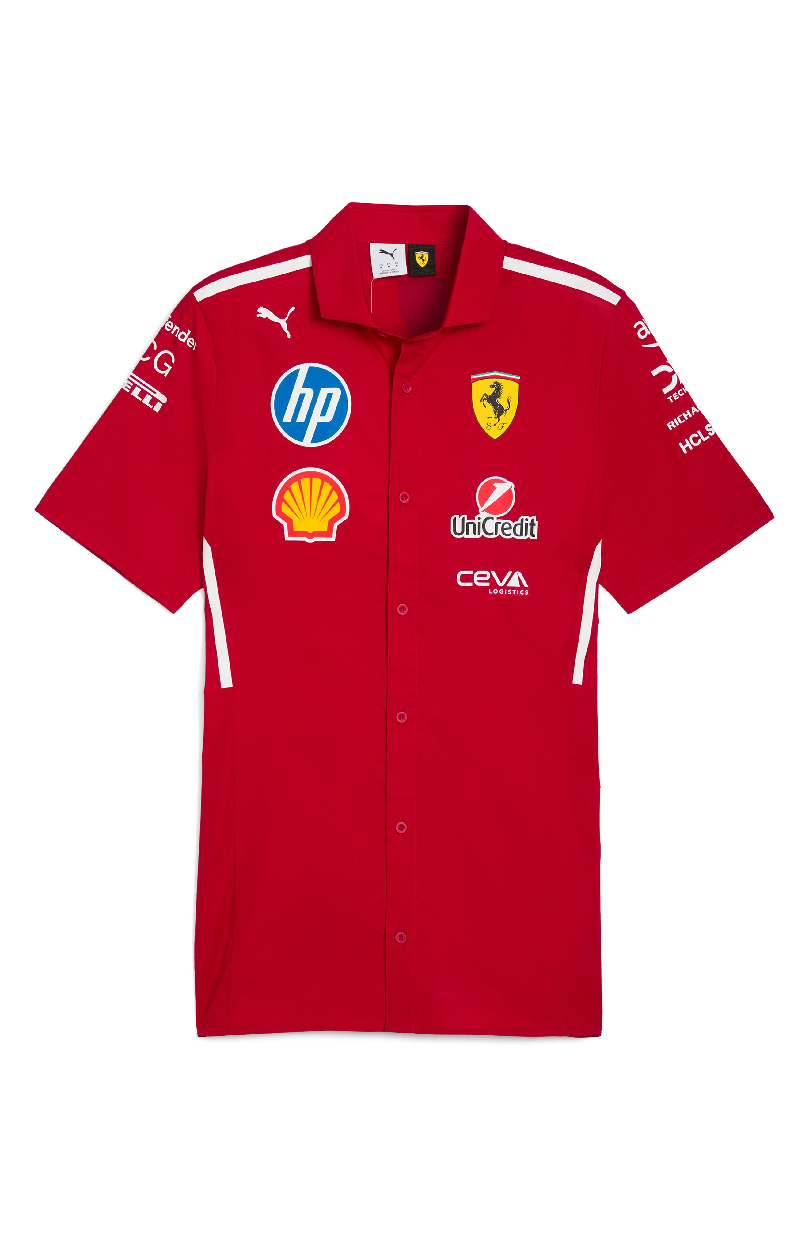 PUMA Scuderia Ferrari 2025 Team Short Sleeve Stretch Cotton Poplin Button-Up Shirt in Dark Cherry at - 3