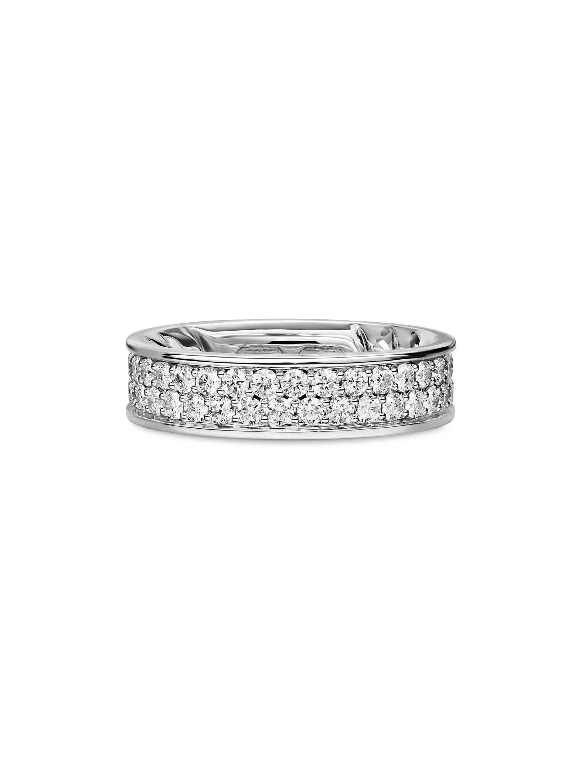 Men's Streamline Band Ring in Sterling Silver - Diamond - 1