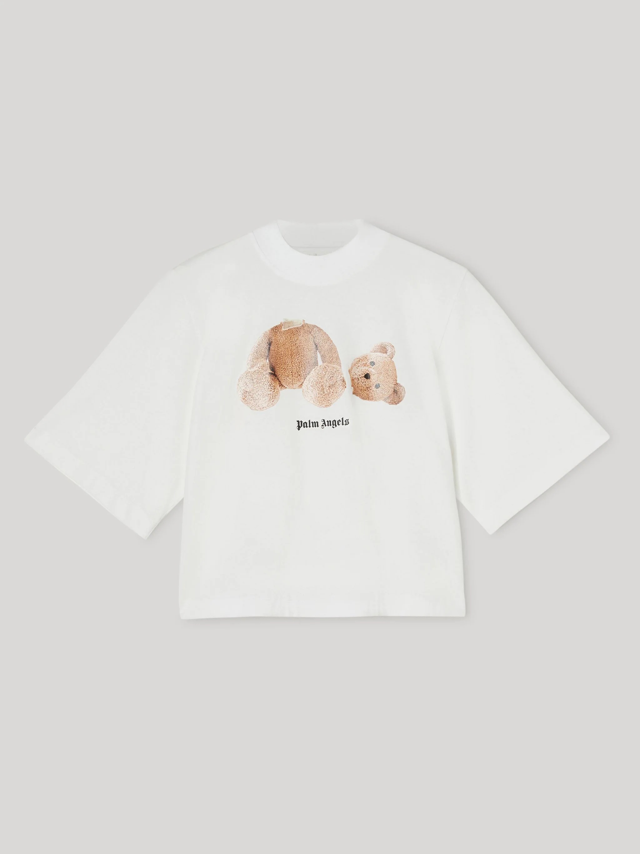 BEAR CROPPED WHITE T-SHIRT - 1