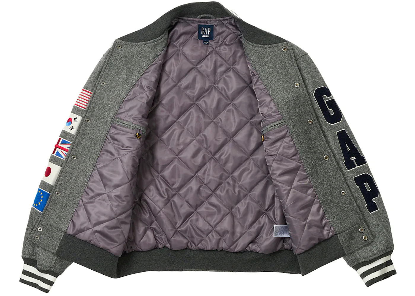 Palace x Gap Varsity Jacket Grey - 3