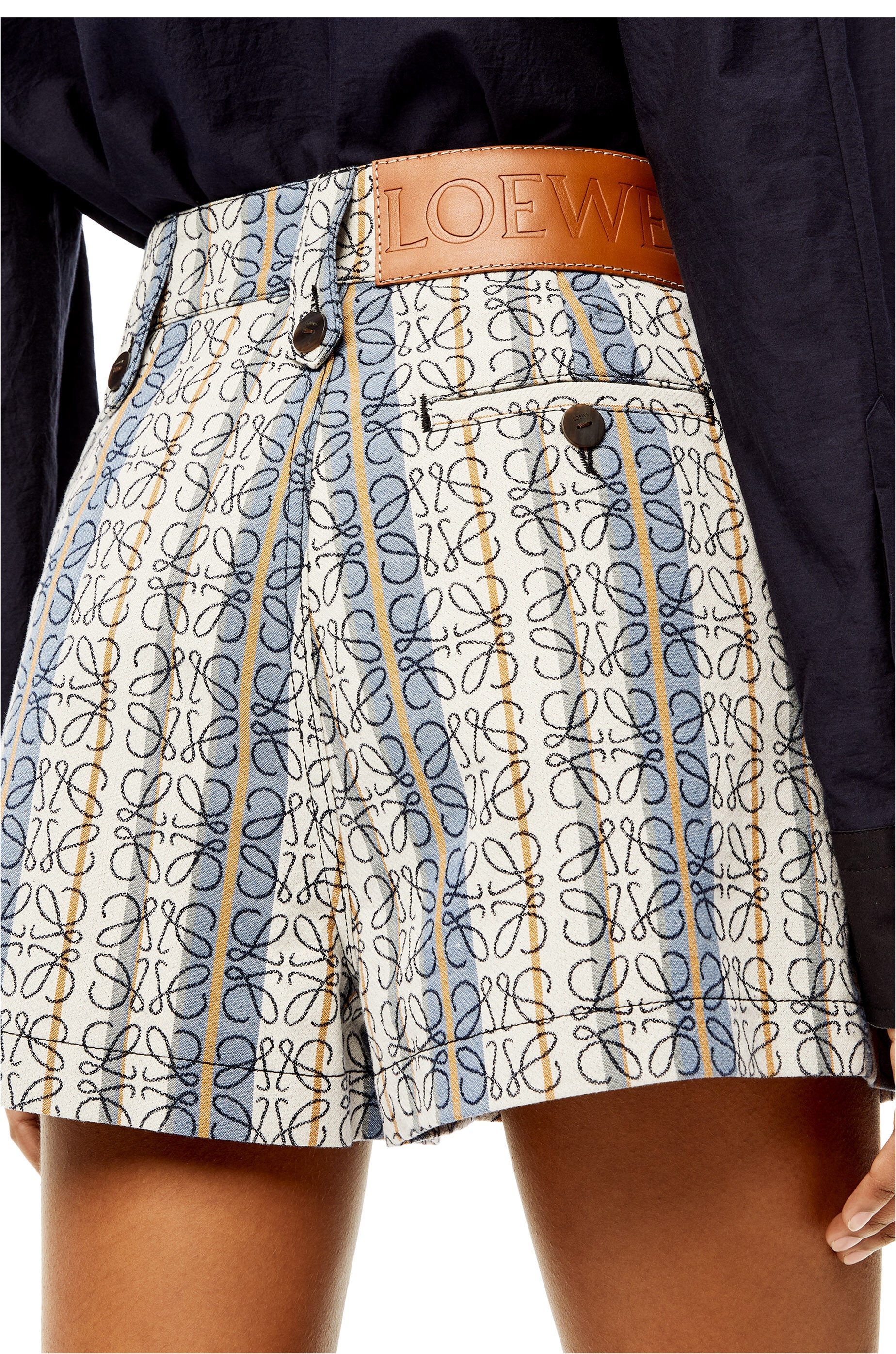 Stripe Anagram jacquard shorts in cotton - 5