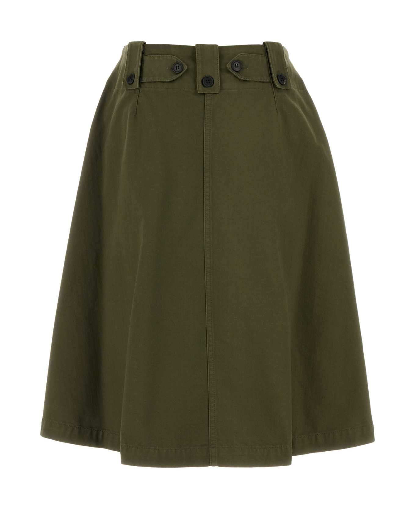 Army Green Cotton Skirt - 2