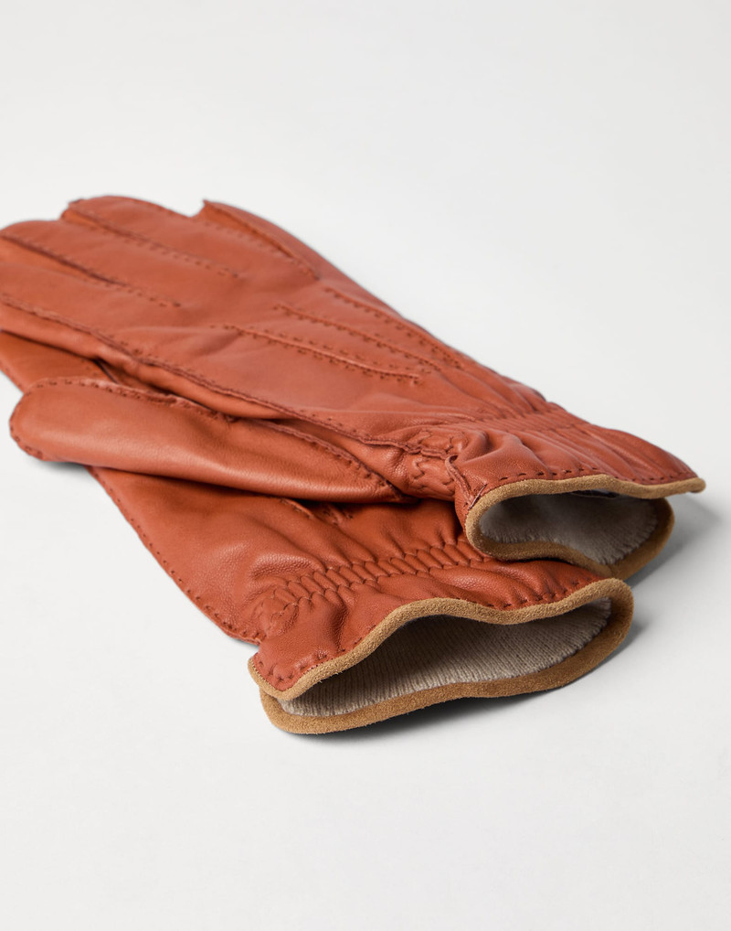 Brunello Cucinelli Nappa leather gloves with cashmere knit lining outlook
