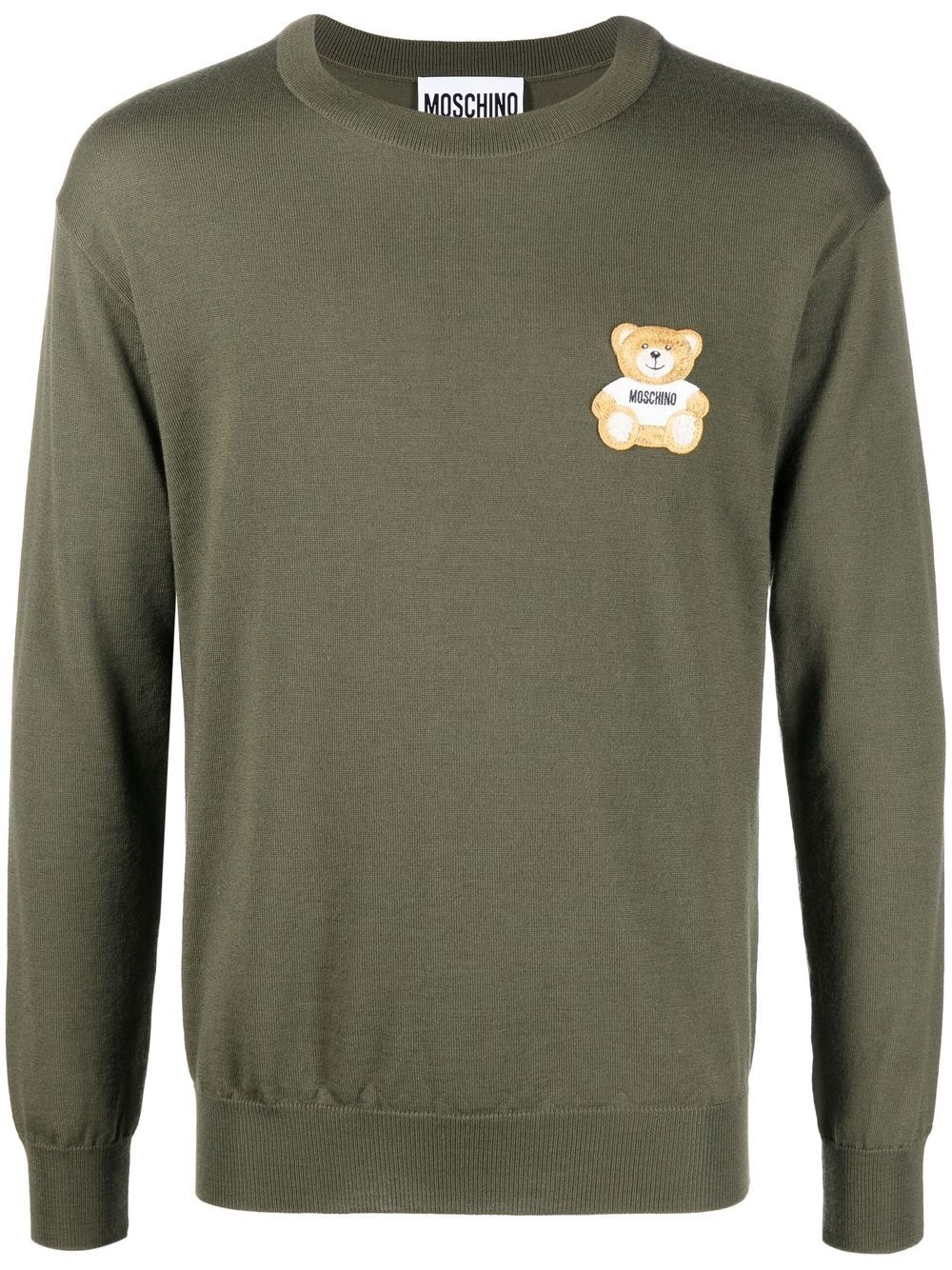 Teddy Bear patch crew-neck jumper - 1