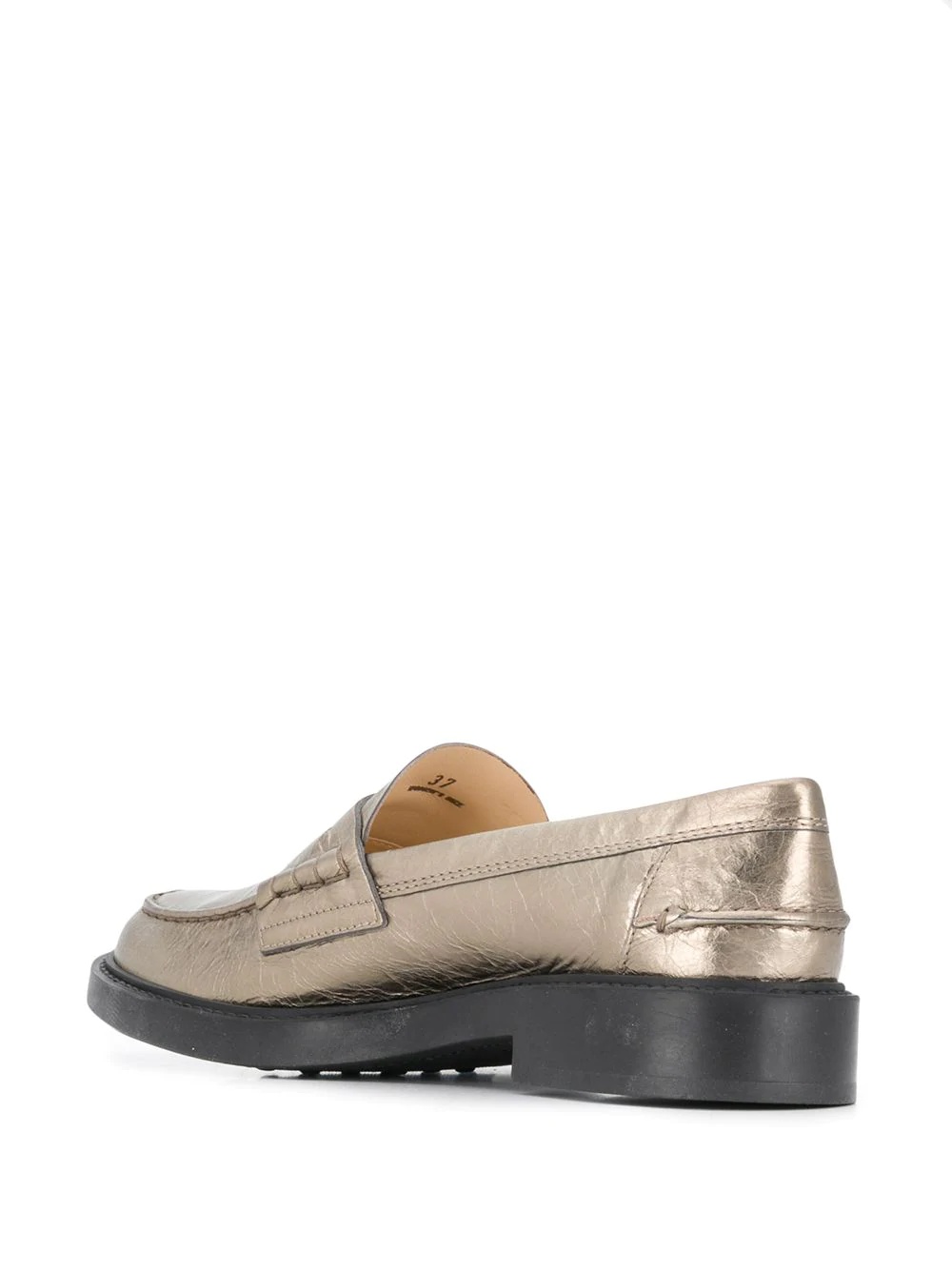 metallic almond-toe loafers - 3