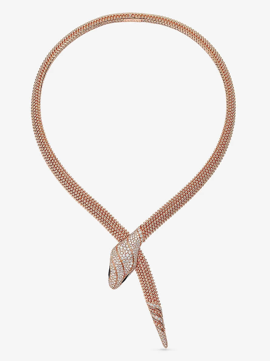 Serpenti 18ct rose-gold and 3.13ct brilliant-cut diamond necklace - 1