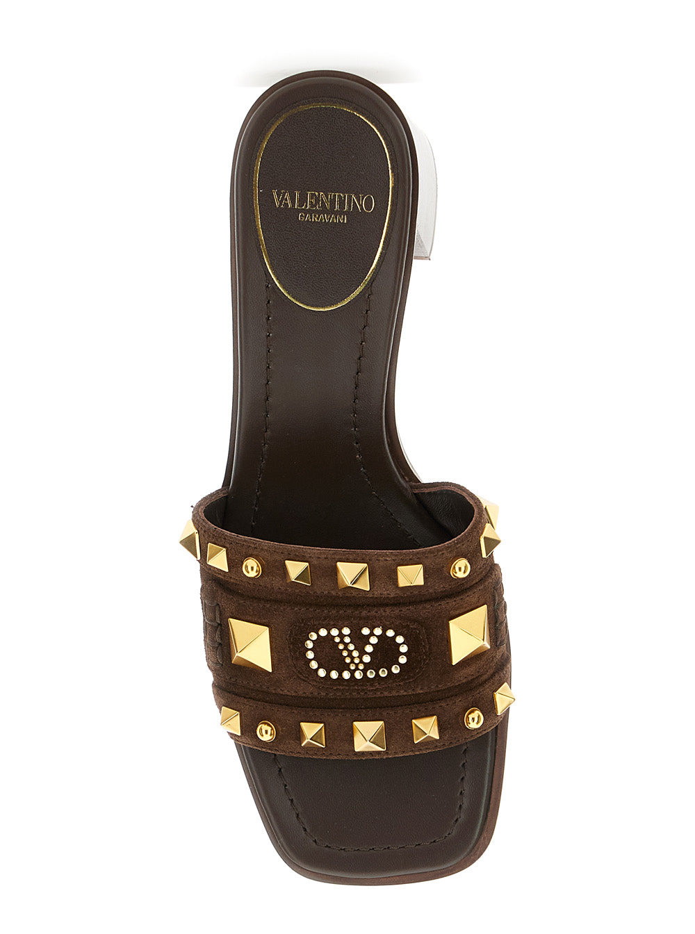Valentino Garavani Women Brown Mules With Vlogo On The Front And Stud Embellishments In Leather Woma - 4