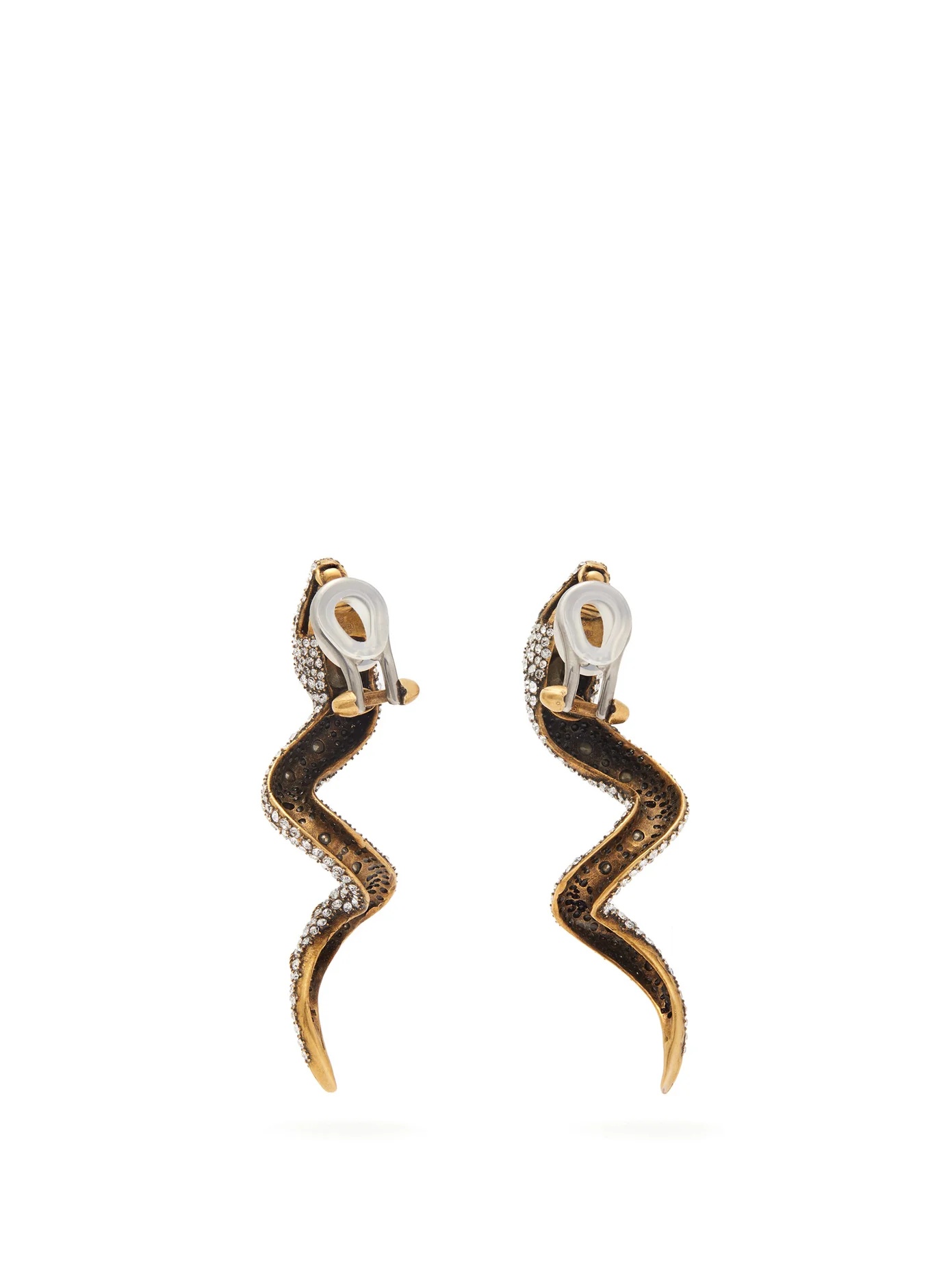 Crystal-embellished snake clip earrings - 3