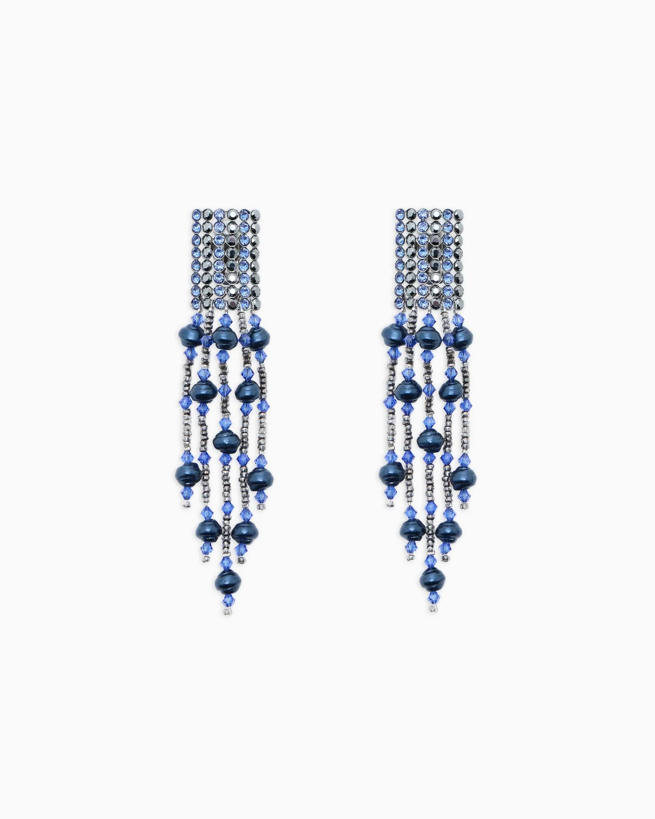 BRASS CLIP-ON EARRINGS WITH BEADS AND RHINESTONES - 1