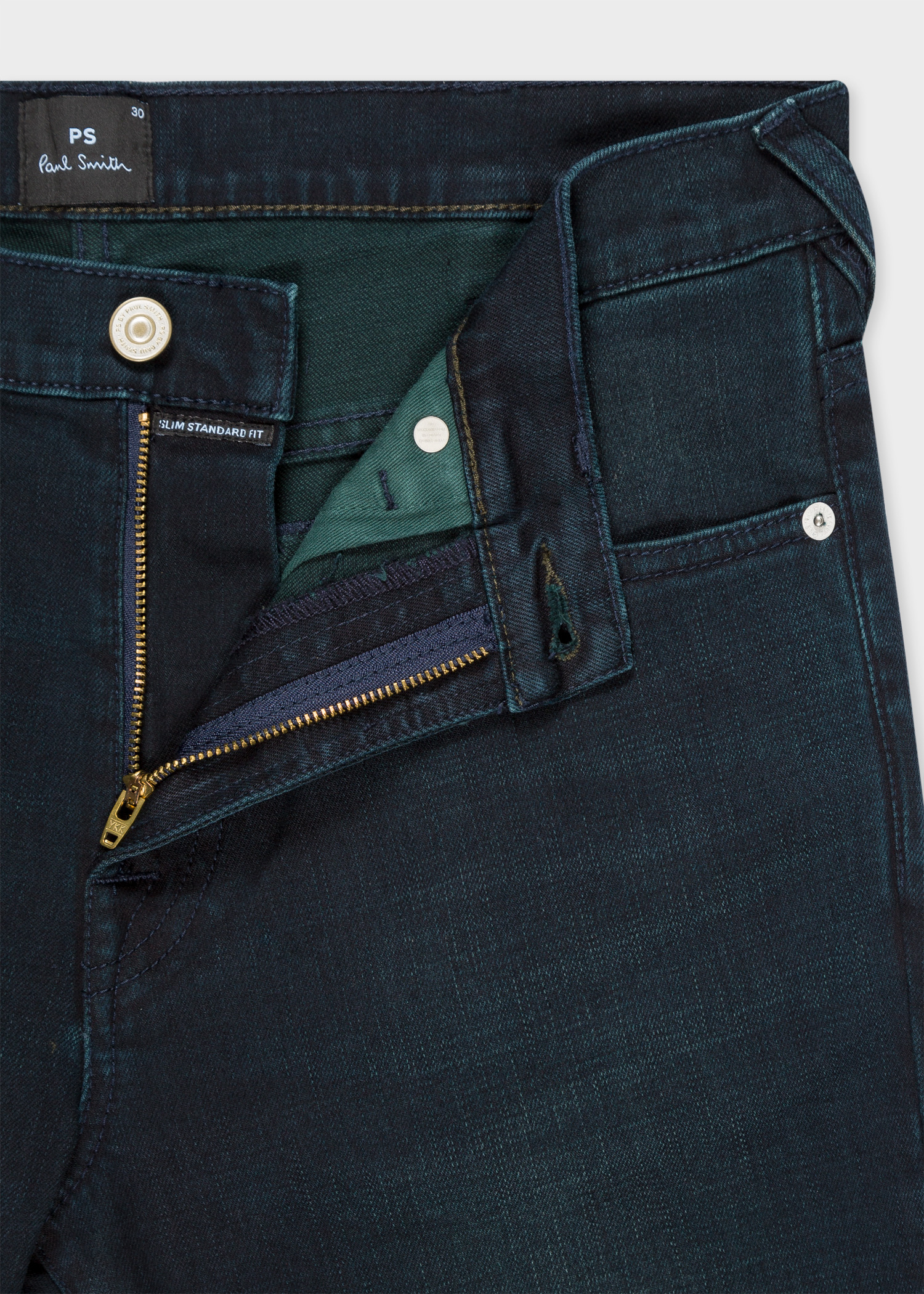 Slim-Standard Navy-Wash 'Crosshatch Stretch' Jeans - 2