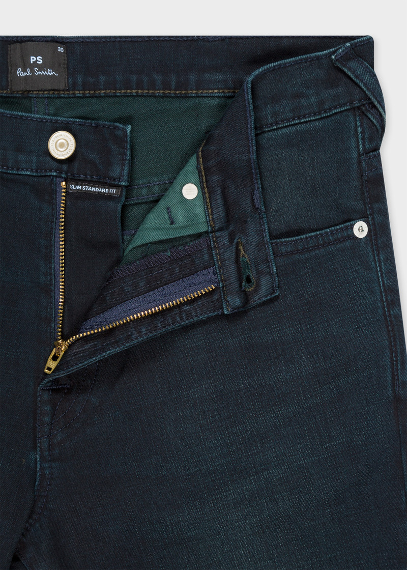 Paul Smith Slim-Standard Navy-Wash 'Crosshatch Stretch' Jeans outlook