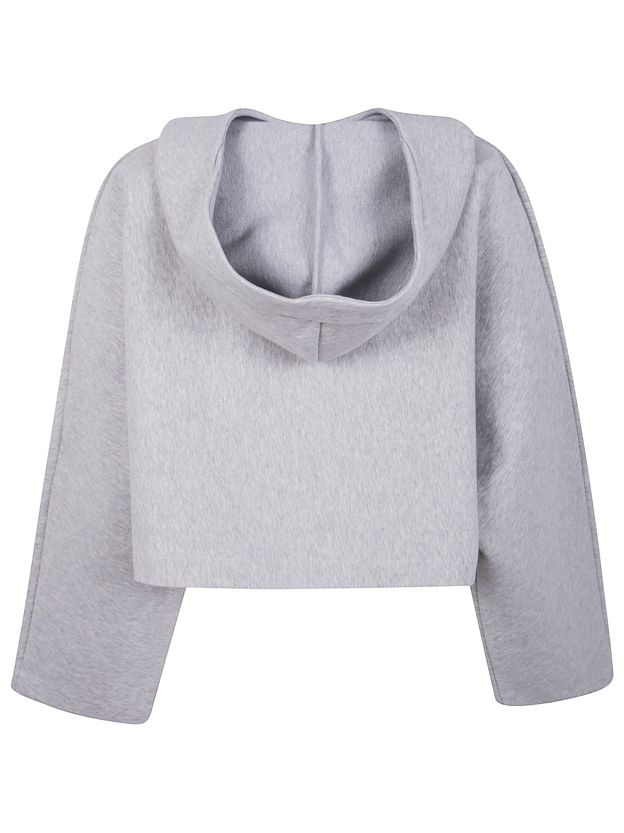 Jean Paul Gaultier Women Bonded Cotton Cropped Bat Sleeves Hoodie With "Gaultier" Embossing - 2