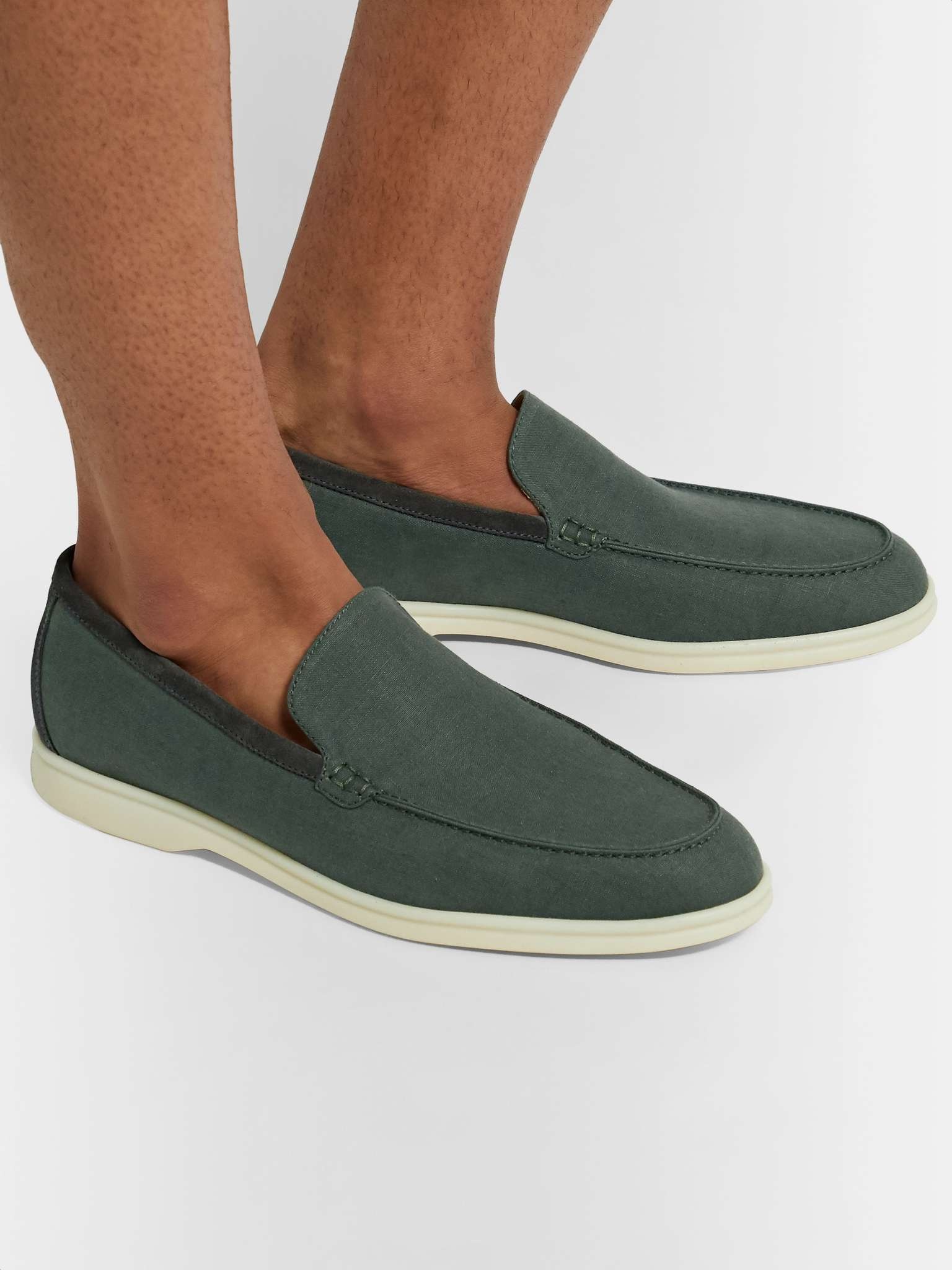 Summer Walk Suede-Trimmed Linen Loafers - 2