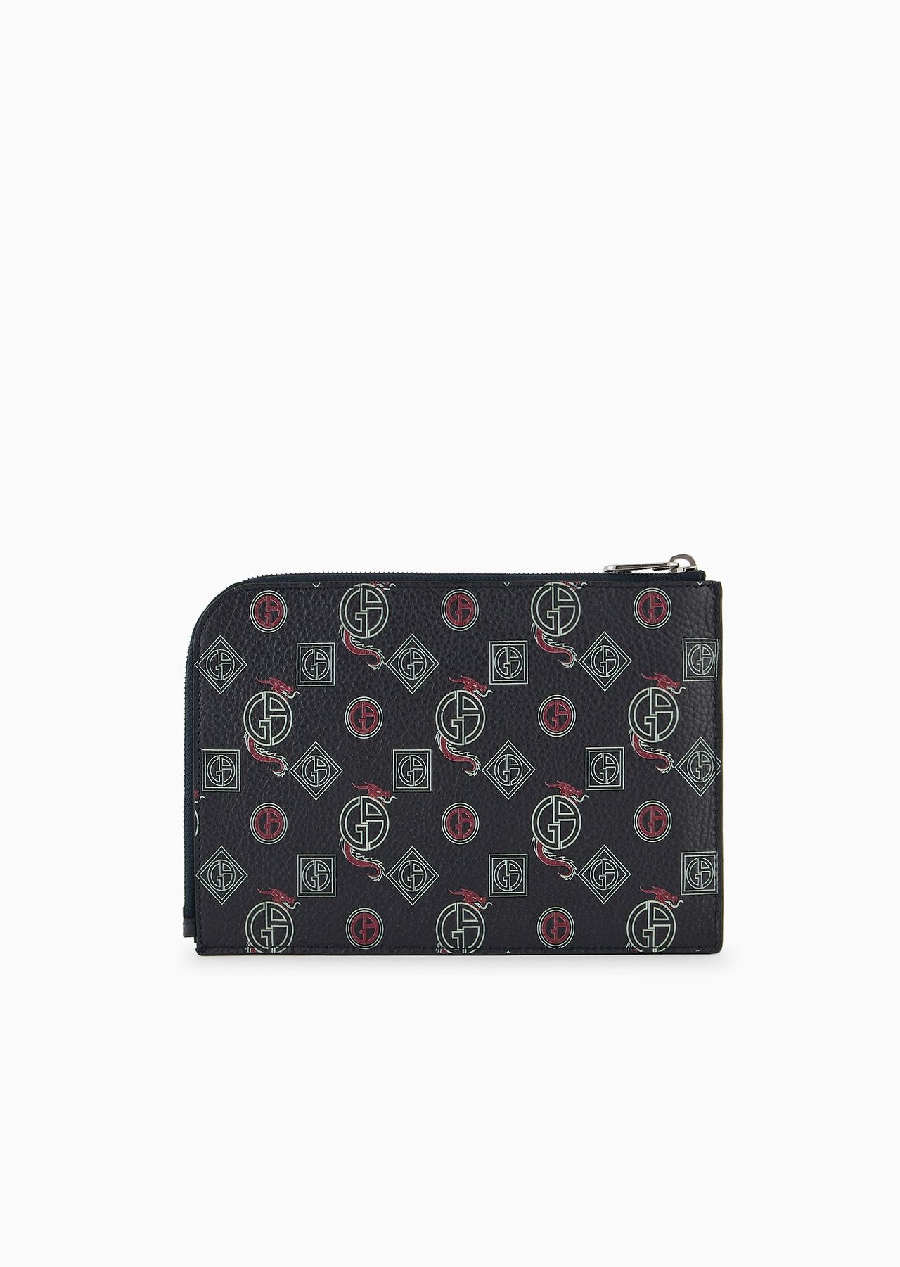 Leather pouch with all-over monogram - 2