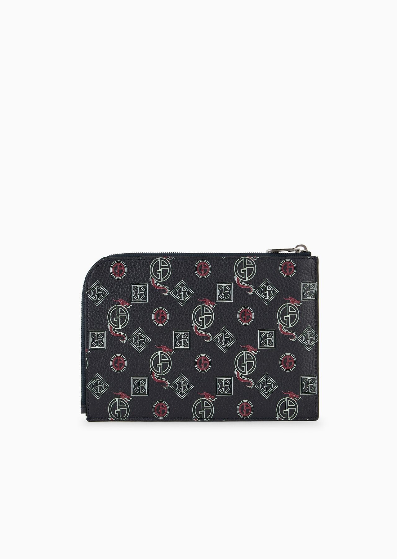 Leather pouch with all-over monogram - 2