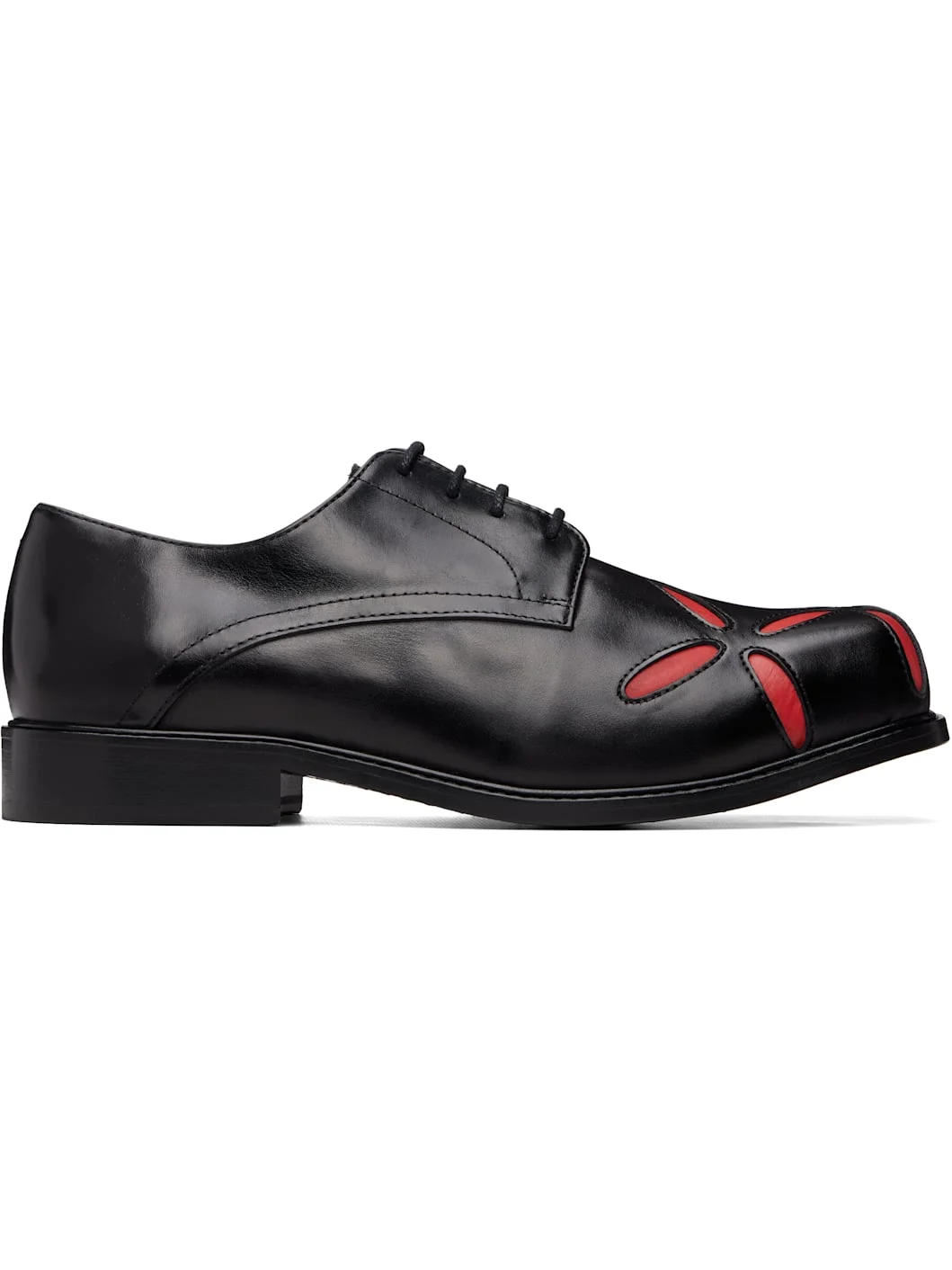Black Slashed Square Toe Derbys - 1