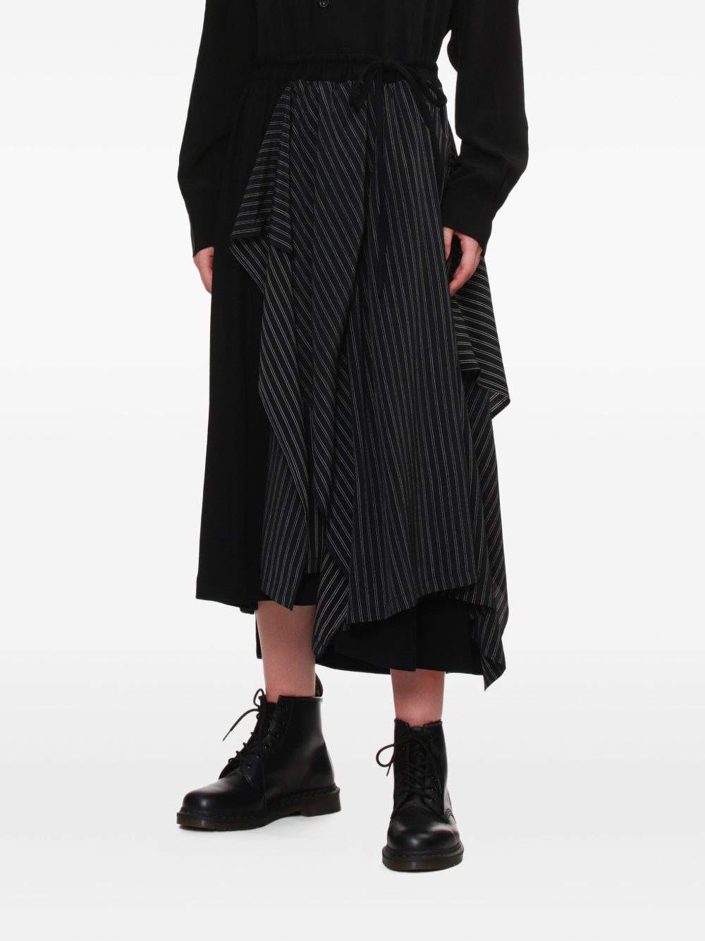 pinstripe panelled midi skirt - 3