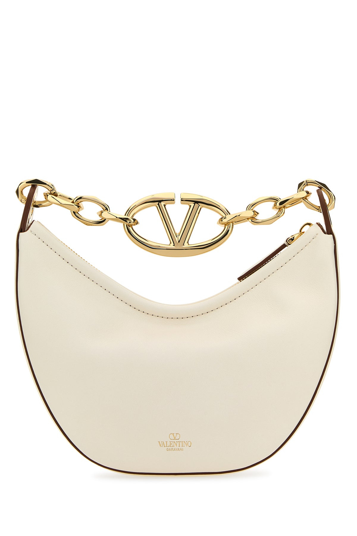 Ivory leather mini Hobo VLogo Moon handbag - 3